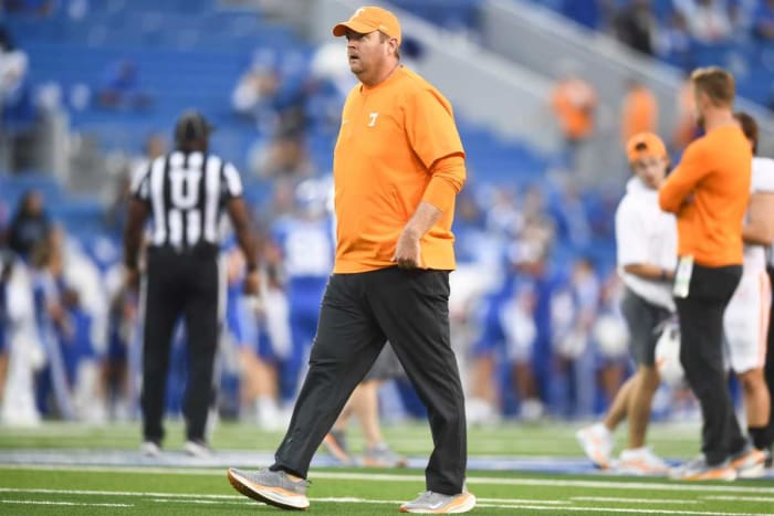 Tennessee Volunteers HC Josh Heupel during a win over Kentucky. (Photo by Caitie McMekin of the News Sentinel)